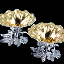 Load image into Gallery viewer, Antique Solid Silver Salt Cellars Naturalistic Flower Design - William Bateman 1832 - Artisan Antiques