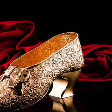 Load image into Gallery viewer, Large Antique Solid Silver Gilt Ribbon Shoe - Chester 1913