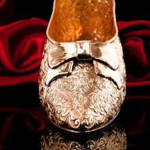 Load image into Gallery viewer, Large Antique Solid Silver Gilt Ribbon Shoe - Chester 1913