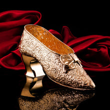 Load image into Gallery viewer, Large Antique Solid Silver Gilt Ribbon Shoe - Chester 1913
