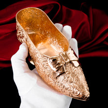 Load image into Gallery viewer, Large Antique Solid Silver Gilt Ribbon Shoe - Chester 1913