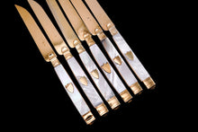 Load image into Gallery viewer, Antique Solid Silver Gilt Mother of Pearl Knives Set of 6 - 19th C. Dutch/Southern Netherlands