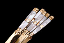 Load image into Gallery viewer, Antique Solid Silver Gilt Mother of Pearl Knives Set of 6 - 19th C. Dutch/Southern Netherlands