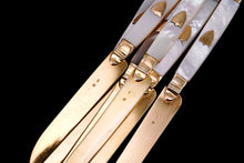 Load image into Gallery viewer, Antique Solid Silver Gilt Mother of Pearl Knives Set of 6 - 19th C. Dutch/Southern Netherlands
