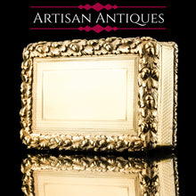 Load image into Gallery viewer, Magnificent Antique Solid Silver Gilt Snuff Box with Acorn Border - London 1853
