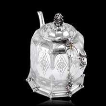 Load image into Gallery viewer, Rare Antique Solid Silver Victorian Tea Set, 3 Piece Gothic Design - Elkington 1853