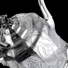 Load image into Gallery viewer, Rare Antique Solid Silver Victorian Tea Set, 3 Piece Gothic Design - Elkington 1853