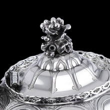 Load image into Gallery viewer, Rare Antique Solid Silver Victorian Tea Set, 3 Piece Gothic Design - Elkington 1853