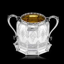 Load image into Gallery viewer, Rare Antique Solid Silver Victorian Tea Set, 3 Piece Gothic Design - Elkington 1853