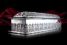 Load image into Gallery viewer, Giant Antique Edwardian Solid Silver Jewellery Box with Profuse Chased Decorations - Mappin & Webb Ltd 1901