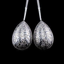 Load image into Gallery viewer, Magnificent Large Antique Pair of Imperial Russian Solid Silver Niello Spoons - Volkov Karp Nikit c.1910