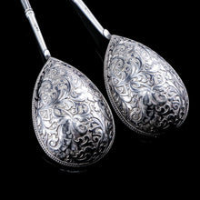 Load image into Gallery viewer, Magnificent Large Antique Pair of Imperial Russian Solid Silver Niello Spoons - Volkov Karp Nikit c.1910