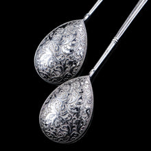 Load image into Gallery viewer, Magnificent Large Antique Pair of Imperial Russian Solid Silver Niello Spoons - Volkov Karp Nikit c.1910