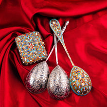Load image into Gallery viewer, Magnificent Large Antique Pair of Imperial Russian Solid Silver Niello Spoons - Volkov Karp Nikit c.1910