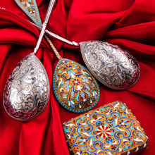 Load image into Gallery viewer, Magnificent Large Antique Pair of Imperial Russian Solid Silver Niello Spoons - Volkov Karp Nikit c.1910