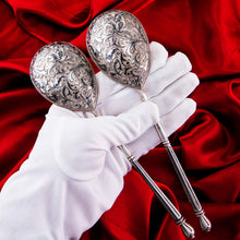 Load image into Gallery viewer, Magnificent Large Antique Pair of Imperial Russian Solid Silver Niello Spoons - Volkov Karp Nikit c.1910
