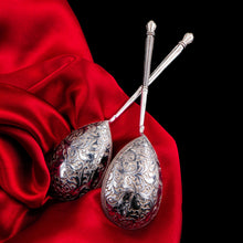 Load image into Gallery viewer, Magnificent Large Antique Pair of Imperial Russian Solid Silver Niello Spoons - Volkov Karp Nikit c.1910