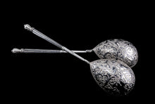 Load image into Gallery viewer, Magnificent Large Antique Pair of Imperial Russian Solid Silver Niello Spoons - Volkov Karp Nikit c.1910