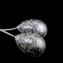 Load image into Gallery viewer, Magnificent Large Antique Pair of Imperial Russian Solid Silver Niello Spoons - Volkov Karp Nikit c.1910
