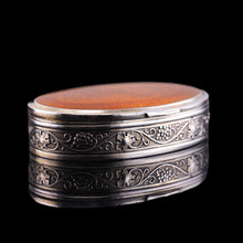 Load image into Gallery viewer, Antique Sterling Silver Box with Orange Guilloche Enamel - David Andersen c.1900