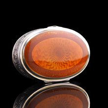 Load image into Gallery viewer, Antique Sterling Silver Box with Orange Guilloche Enamel - David Andersen c.1900