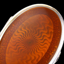 Load image into Gallery viewer, Antique Sterling Silver Box with Orange Guilloche Enamel - David Andersen c.1900