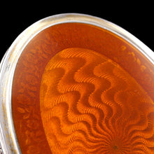 Load image into Gallery viewer, Antique Sterling Silver Box with Orange Guilloche Enamel - David Andersen c.1900