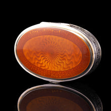 Load image into Gallery viewer, Antique Sterling Silver Box with Orange Guilloche Enamel - David Andersen c.1900