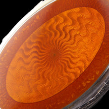 Load image into Gallery viewer, Antique Sterling Silver Box with Orange Guilloche Enamel - David Andersen c.1900