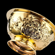 Load image into Gallery viewer, Antique Victorian Solid Silver Gilt Bowl with Ornate Floral Chasing - Henry Wilkinson & Co 1860