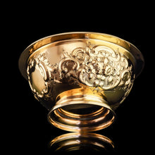 Load image into Gallery viewer, Antique Victorian Solid Silver Gilt Bowl with Ornate Floral Chasing - Henry Wilkinson & Co 1860