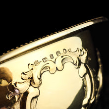 Load image into Gallery viewer, Antique Victorian Solid Silver Gilt Bowl with Ornate Floral Chasing - Henry Wilkinson & Co 1860