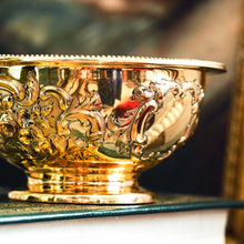 Load image into Gallery viewer, Antique Victorian Solid Silver Gilt Bowl with Ornate Floral Chasing - Henry Wilkinson & Co 1860
