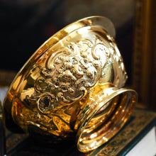 Load image into Gallery viewer, Antique Victorian Solid Silver Gilt Bowl with Ornate Floral Chasing - Henry Wilkinson & Co 1860