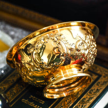 Load image into Gallery viewer, Antique Victorian Solid Silver Gilt Bowl with Ornate Floral Chasing - Henry Wilkinson & Co 1860
