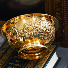 Load image into Gallery viewer, Antique Victorian Solid Silver Gilt Bowl with Ornate Floral Chasing - Henry Wilkinson & Co 1860