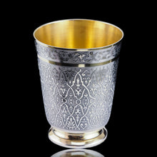 Load image into Gallery viewer, Antique French Solid Silver Parcel Gilt Beaker Cup, Engine Turned & Engraved 19th c.