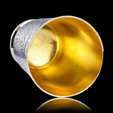 Load image into Gallery viewer, Antique French Solid Silver Parcel Gilt Beaker Cup, Engine Turned & Engraved 19th c.