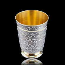 Load image into Gallery viewer, Antique French Solid Silver Parcel Gilt Beaker Cup, Engine Turned & Engraved 19th c.