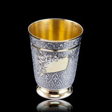 Load image into Gallery viewer, Antique French Solid Silver Parcel Gilt Beaker Cup, Engine Turned & Engraved 19th c.
