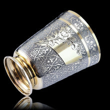 Load image into Gallery viewer, Antique French Solid Silver Parcel Gilt Beaker Cup, Engine Turned & Engraved 19th c.
