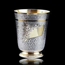 Load image into Gallery viewer, Antique French Solid Silver Parcel Gilt Beaker Cup, Engine Turned & Engraved 19th c.