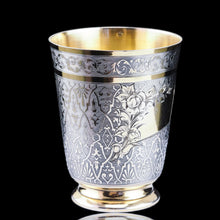 Load image into Gallery viewer, Antique French Solid Silver Parcel Gilt Beaker Cup, Engine Turned & Engraved 19th c.