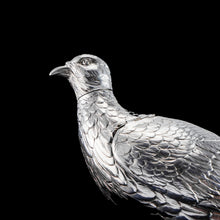 Load image into Gallery viewer, Antique Solid Silver Large Partridge/Grouse Bird Model Box - Edwardian 1910 Boaz Moses Landeck