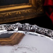 Load image into Gallery viewer, A Magnificent Antique Georgian Solid Silver Salver with Rococo Vine and Figural Mask Decorations - London 1742