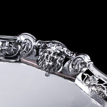 Load image into Gallery viewer, A Magnificent Antique Georgian Solid Silver Salver with Rococo Vine and Figural Mask Decorations - London 1742