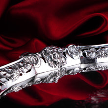 Load image into Gallery viewer, A Magnificent Antique Georgian Solid Silver Salver with Rococo Vine and Figural Mask Decorations - London 1742