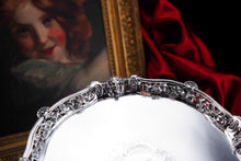 Load image into Gallery viewer, A Magnificent Antique Georgian Solid Silver Salver with Rococo Vine and Figural Mask Decorations - London 1742