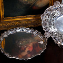 Load image into Gallery viewer, A Magnificent Antique Georgian Solid Silver Salver with Rococo Vine and Figural Mask Decorations - London 1742