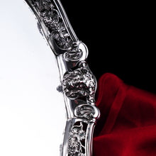 Load image into Gallery viewer, A Magnificent Antique Georgian Solid Silver Salver with Rococo Vine and Figural Mask Decorations - London 1742